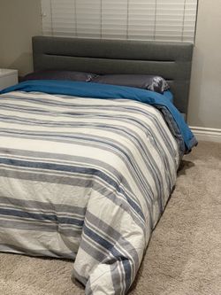 Upholstered full platform bed