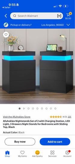 Nightstands Set of 2 with Charging Station,