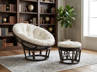 MOVING SALE – Pier 1 Imports Papasan Chair (Ivory) + Cushion