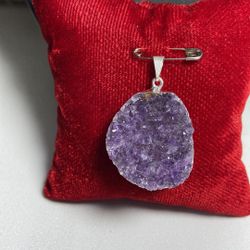 Purple Amethyst Pendant in Silver Plate