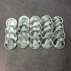 Uncirculated Canadian Silver Coins. 24 pcs.