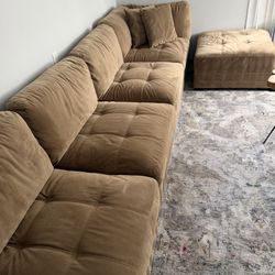 Brown Modular Sectional Couch 