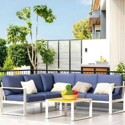 Brand New Patio Aluminum Set 5 Inch Thick Cushions Aluminum Sofa Aluminum Couch Aluminum Outdoor Patio Set 🆕🚎🆕