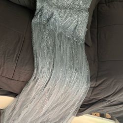 Dusty Blue Strokes Dress Formal 