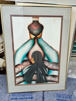 AMADO MAURILIO PENA PENCIL SIGNED FRAMED SERIGRAPH ART 1983-30"X22"