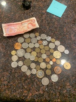 World Coin Collection with Canadian $2 Bill