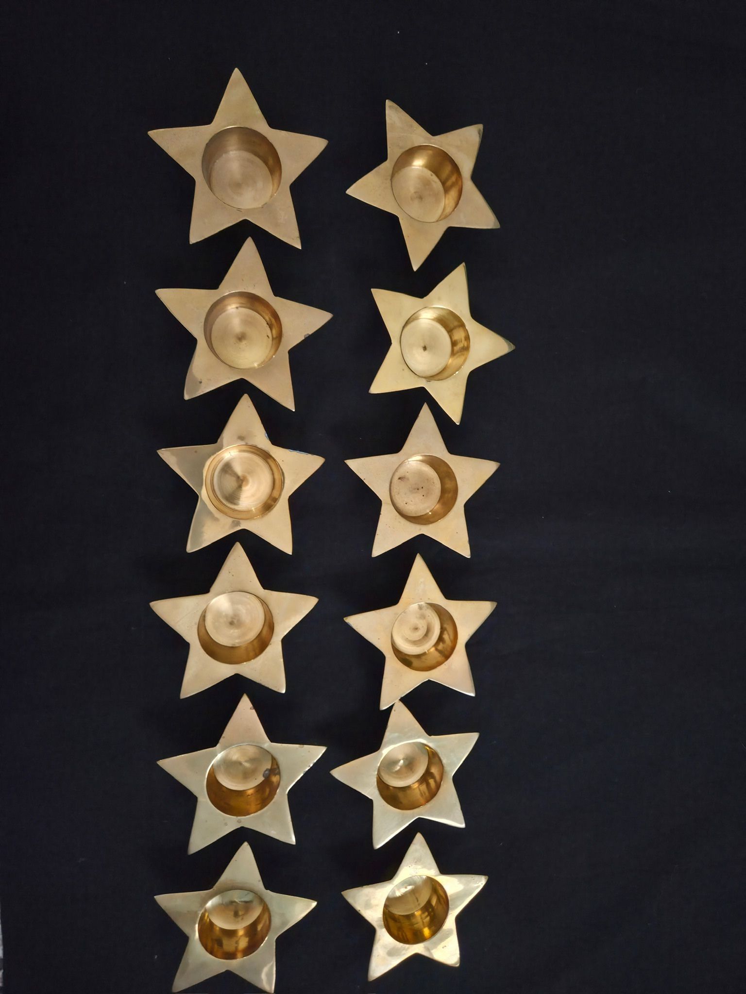 12 Lynwood Brass Star Votive Holders 1999 W4.5"xH1.25" Made In India