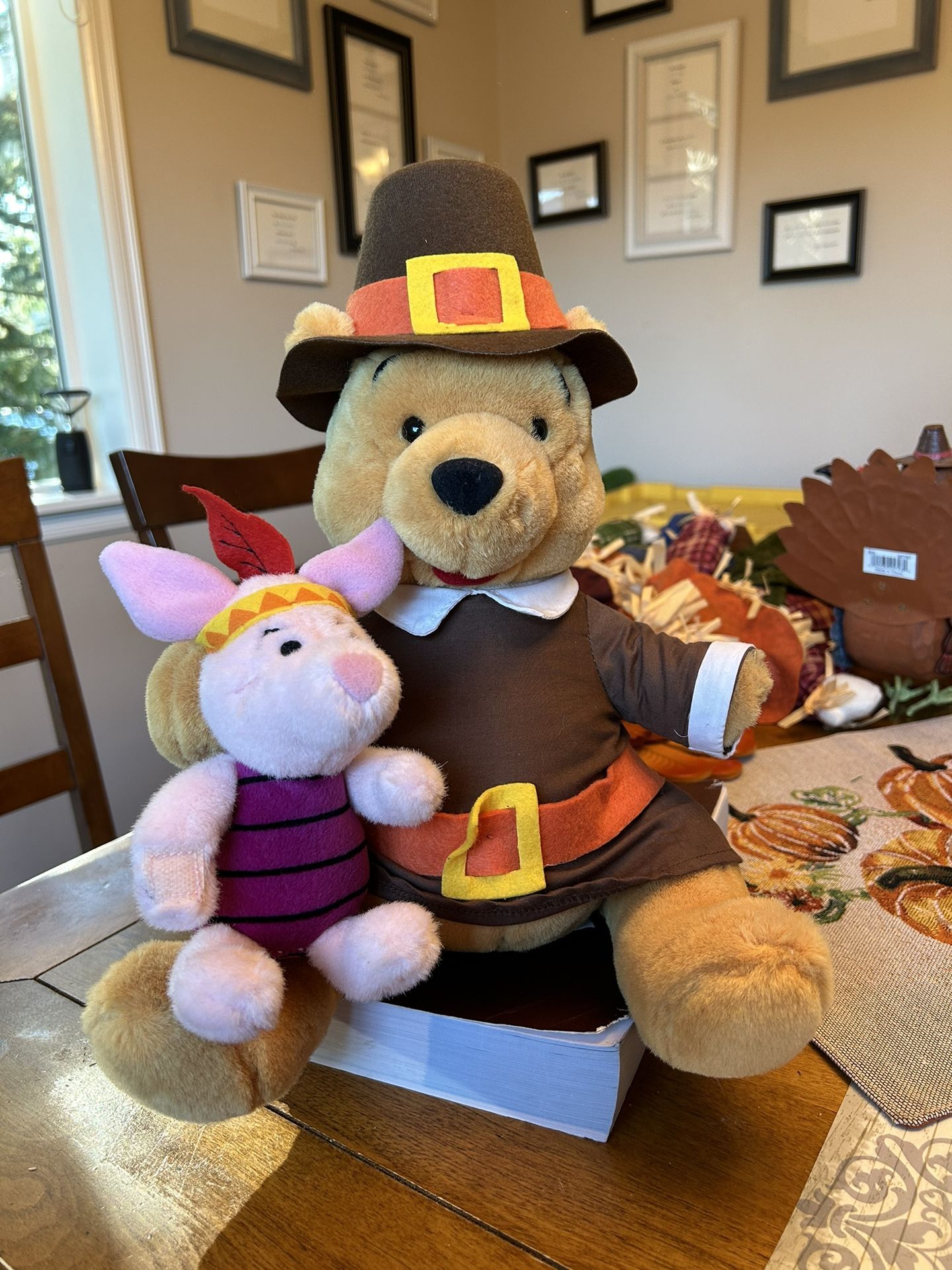Disney Winnie the Pooh and Piglet Thanksgiving Pilgrims Plush/ Stuffed Animals