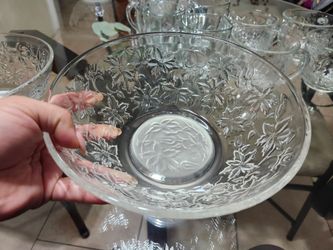 Vintage Princess House Fantasia Large Glass Bowls – Set of 4 – Floral