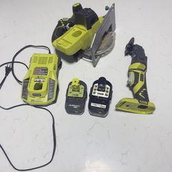 Ryobi Power Tools with Class 2 Battery Charger , 2 Batteries 