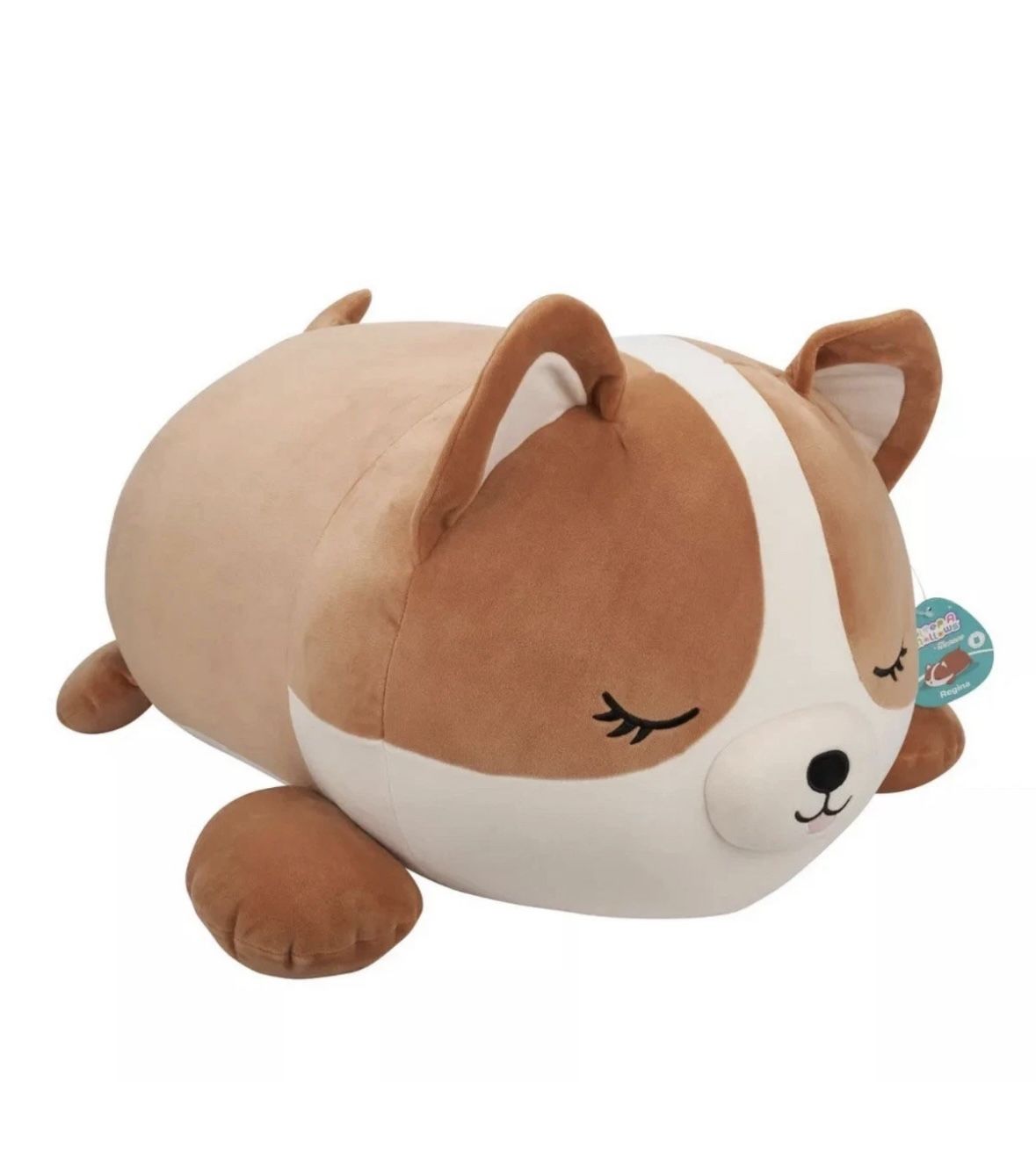 NWT SLEEP-A-MALLOWS by Squishmallows Jumbo Plush 30" Regina Corgi Dog Tan/white