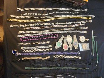 Chains Bracelets n Watches. Moisonette Stones. $30 a Chain $20 A Bracelet $30 Watch. Or $60 1 Of Each. Ur Choice.