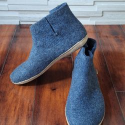 Glerups Wool Boot Slippers EU 46 US 12-13 Men Blue Felt Ankle Slippers