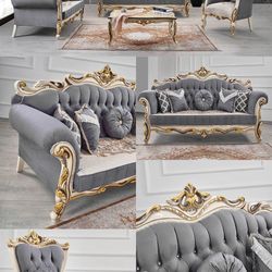 Grey Classic Sofa Set 3pc - Delivery Available 