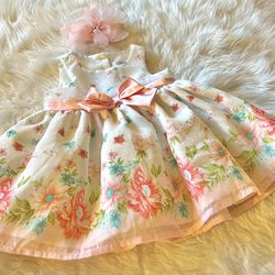 Nanette Floral Baby Dress w/ Headband *0-3 Months 