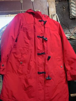 Women's Lands End Hooded Winter Coat Like New Construction Size Large Message For Shipping 