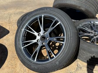 FREE INSTALL 4x OEM 2025 Tesla Model Y Wheels Gemini Charcoal Rims Continental Tires 70% 255/45/19
