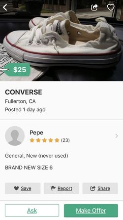White converse Size 6
