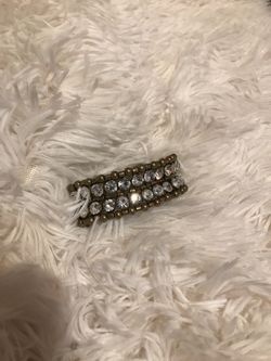 Diamond and gold look med thick bracelet