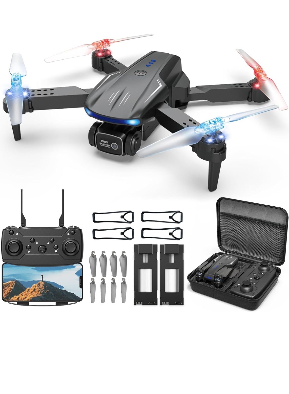 Brand new Drone with REAL WIFI TRANSMISSION Camera 1080P HD, FPV Drones with 2 Batteries!!!!