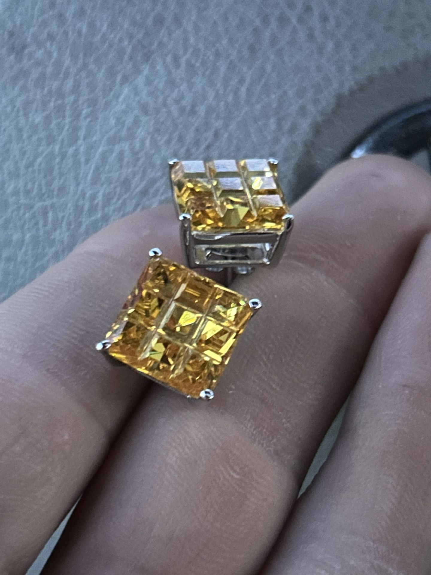 Vivid Bright Yellow Sapphire 925 Sterling Earrings 