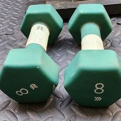 Dumbbell 8lbs Green - All In Motion™: PVC Coated, Iron Filled