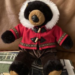 16” Red Hooded Coat Wearing Bear, Stuffed Animal, Dan Dee Company, Very Clean 
