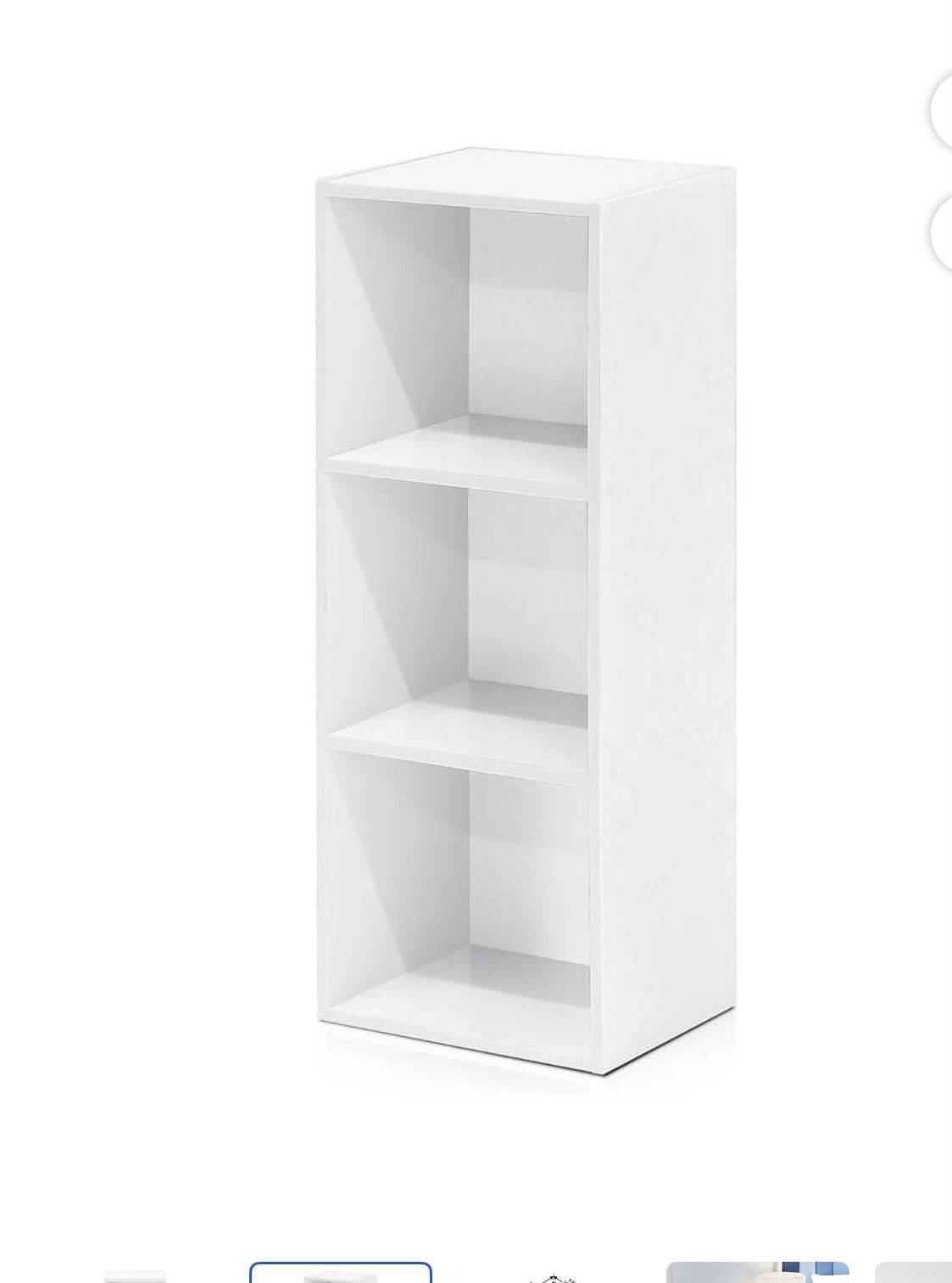 Furinno 11003WH 3 - Tier Open Shelf Bookcase, White Color - 12" W x 31.5" H x 9.3" D