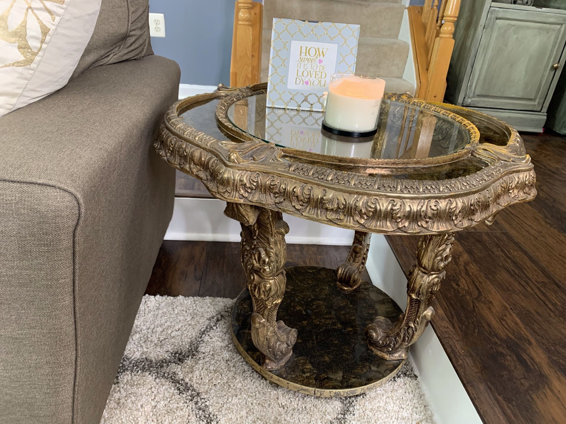 Antique Gold Side Tables AND Coffee Table