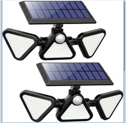 Solar Lights Outdoor Waterproof, 180 LED 3 Heads Solar Motion Sensor Outdoor Lights, 270° Wide Angle Solar Flood Wall Security Lights for Front Door Y