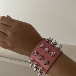 Spikey Cuff Bracelet Pink