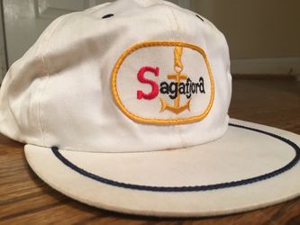 SAGAFJORD cruise ship / ocean liner vintage white adjustable cap / hat
