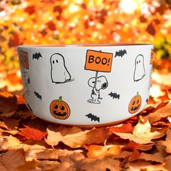 Rae Dunn Peanuts Snoopy Halloween Boo Large Candy Bowl 10” NEW