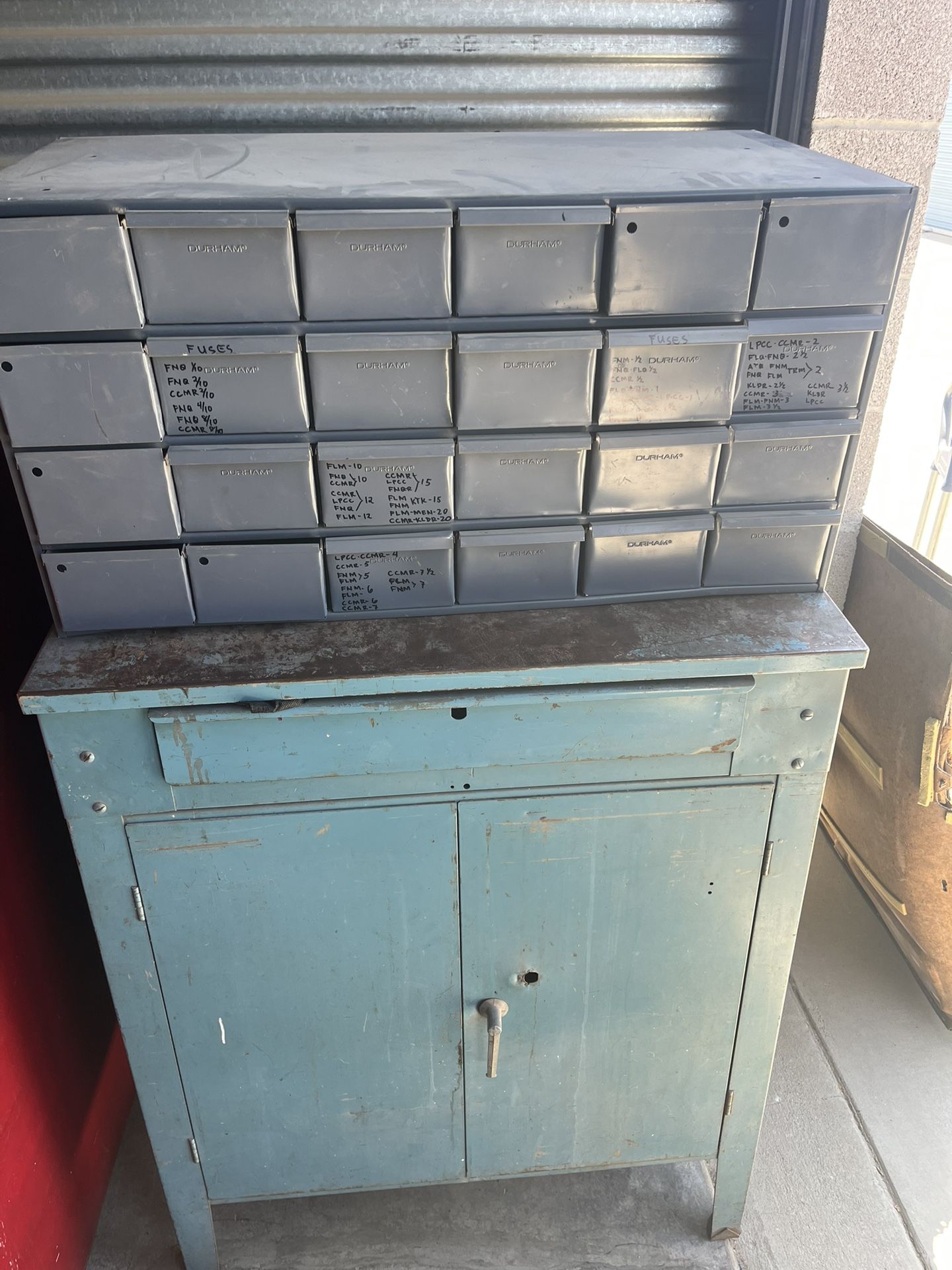 Metal Utility Cabinet + Durham Drawer Organizer (Shop/Tool Storage)