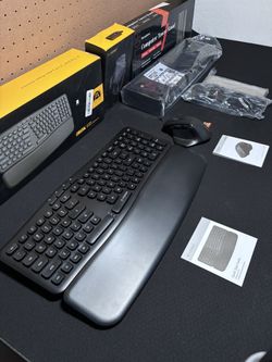 Computer Bundle - Ergonomic Keyboard & Mouse, & Computer Stand ( Black)