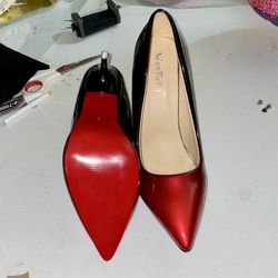 Wen Fu Ni Red Black Ombre Patent Pointed Toe Stiletto Heels Size 42