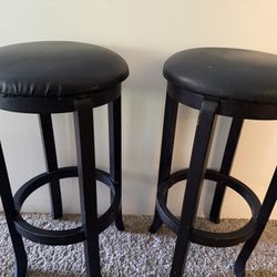  Black Round Bar Stools (2 Set)