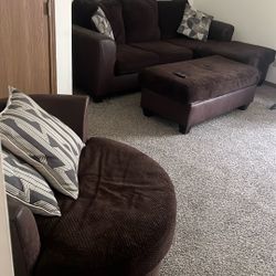 Couch Set With Ottoman And Swivel Chair