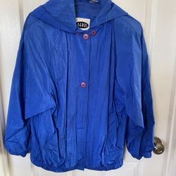 Aeros By Kristen Blake Blue Removable Hood Windbreaker Womens Jacket Size XS