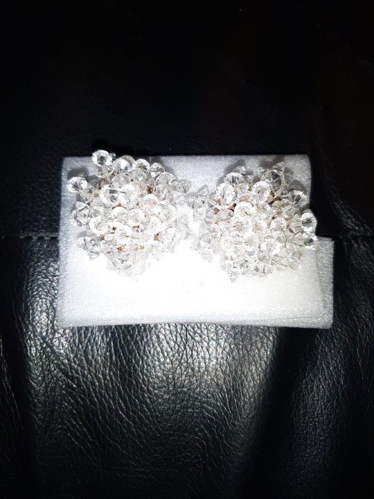 Cluster Diamond Style Earrings, Clip On, Firm