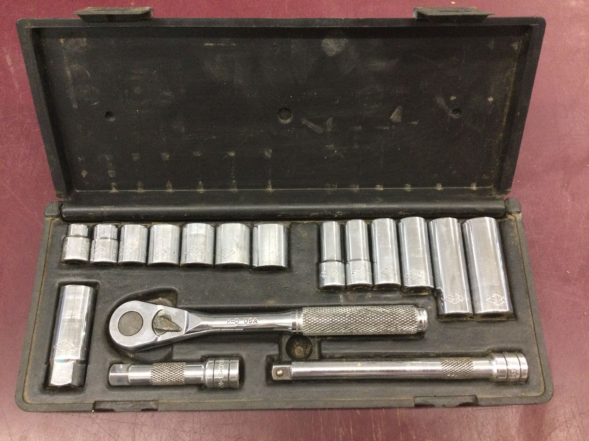 S&K USA SOCKET SET 3/8” DRIVE WITH K-D USA RATCHET SAE / STANDARD DEEP AND SHALLOW SK