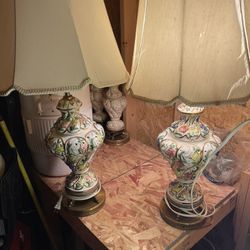 Vintage Set Of Capodimonte Italian Lamps