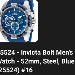 Invicta Bolt Men's Watch - 52mm, Steele, Blue (25524) with Hard Case. 