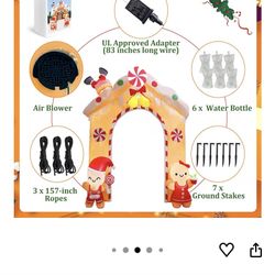 10FT Gingerbread Man Inflatable Archway with LED Lights, Christmas Yard Decoration for Outdoor Parties