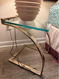 Glass/Gold Art Deco Accent Table
