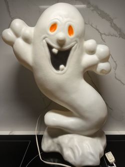 Vintage Halloween Ghost Blowmold BOO! 23” Iight up Blow Mold Yard Decor works!