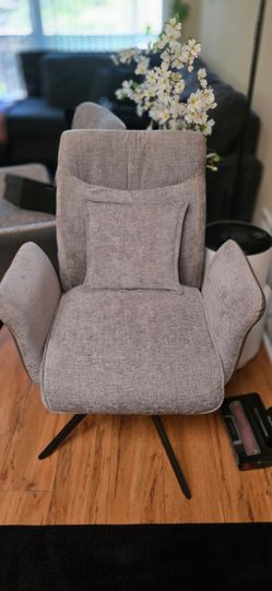 Modern Gray Swivel Accent Chairs Set of 2 with Lumbar Pillows
