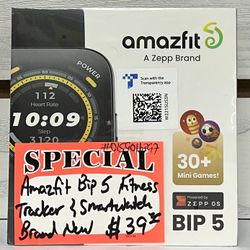 Amazfit Bio 5 Fitness Tracker & Smartwatch Brand New 