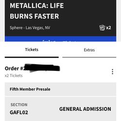 (2) Metallica Floor Tickets