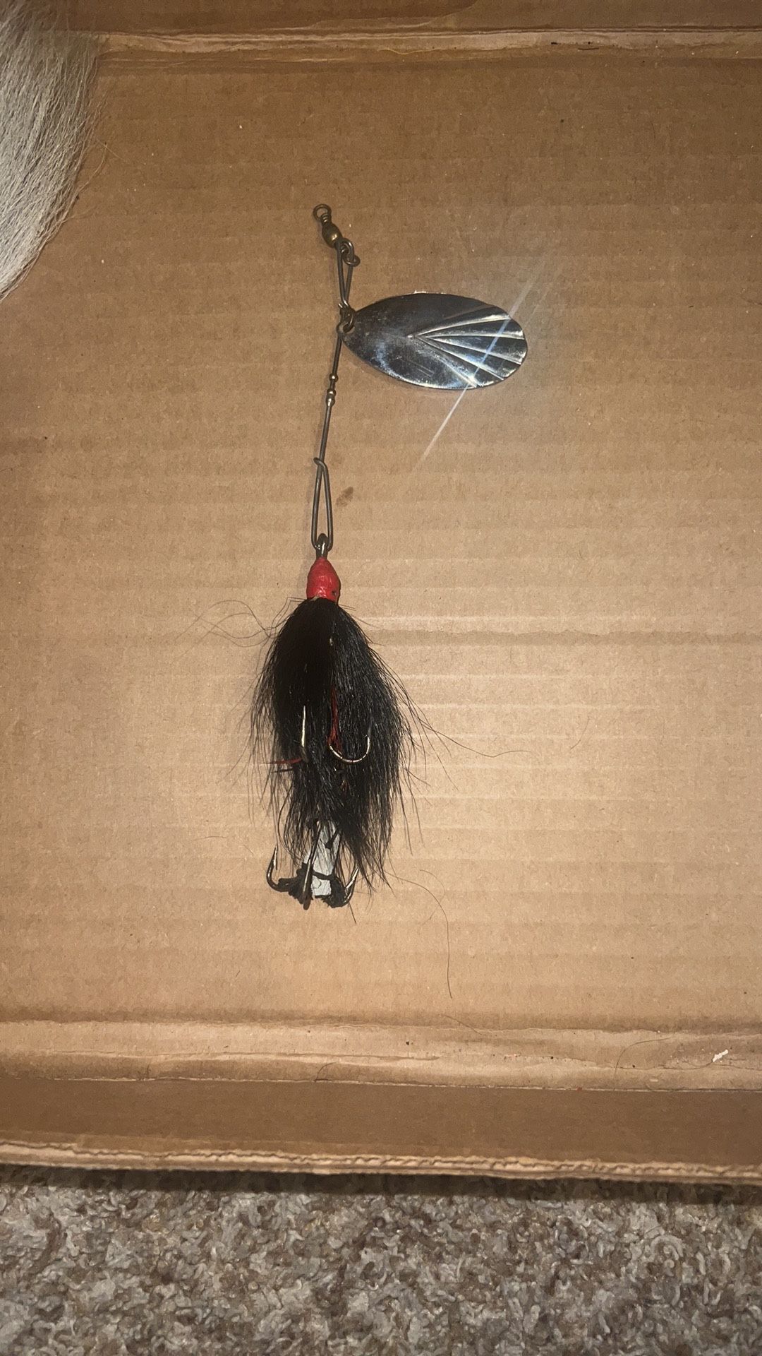 Vintage Fishing Lure with Black Feathers